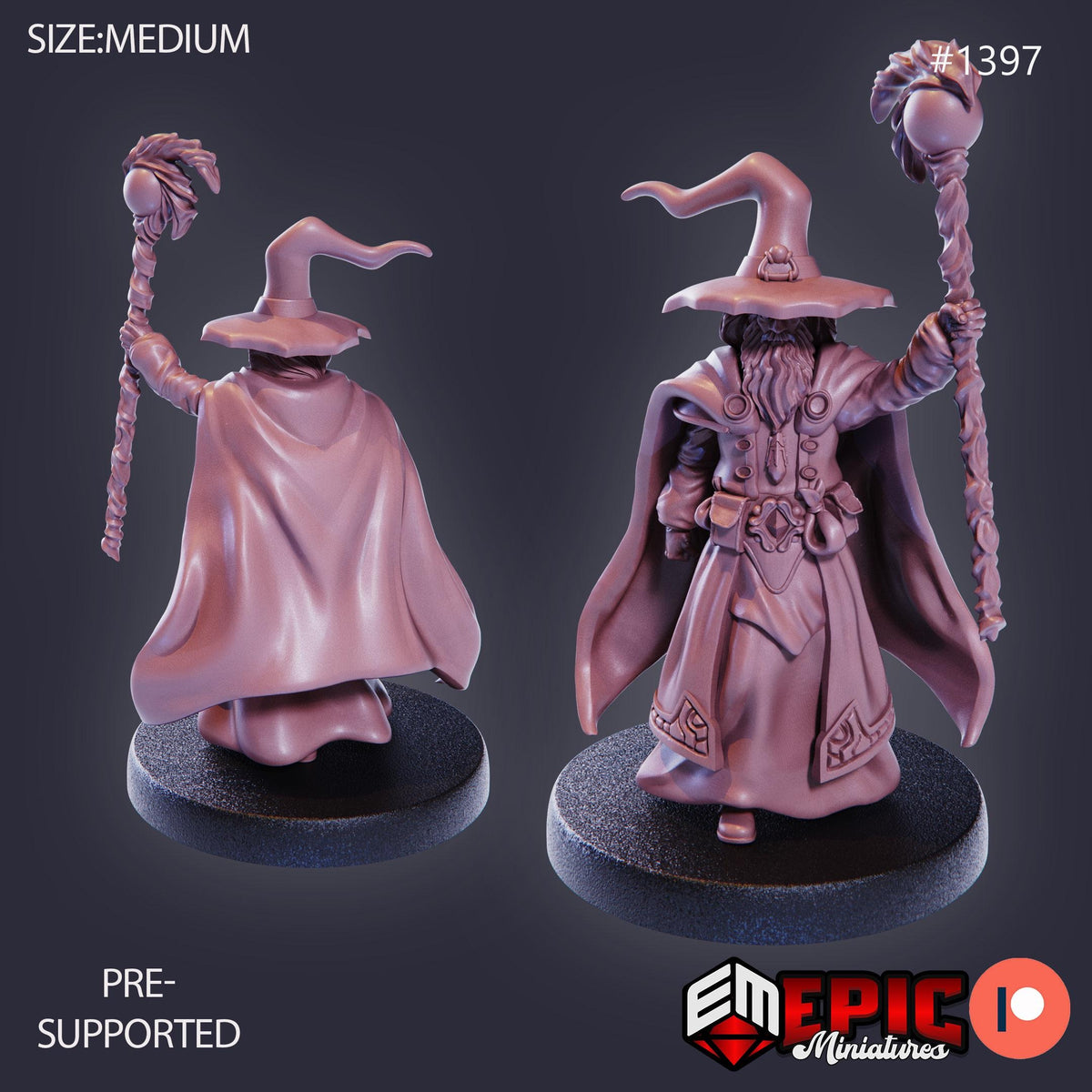 Gray Wizard Option #1397 front DND miniature Kingdom of Secrets 16k resin