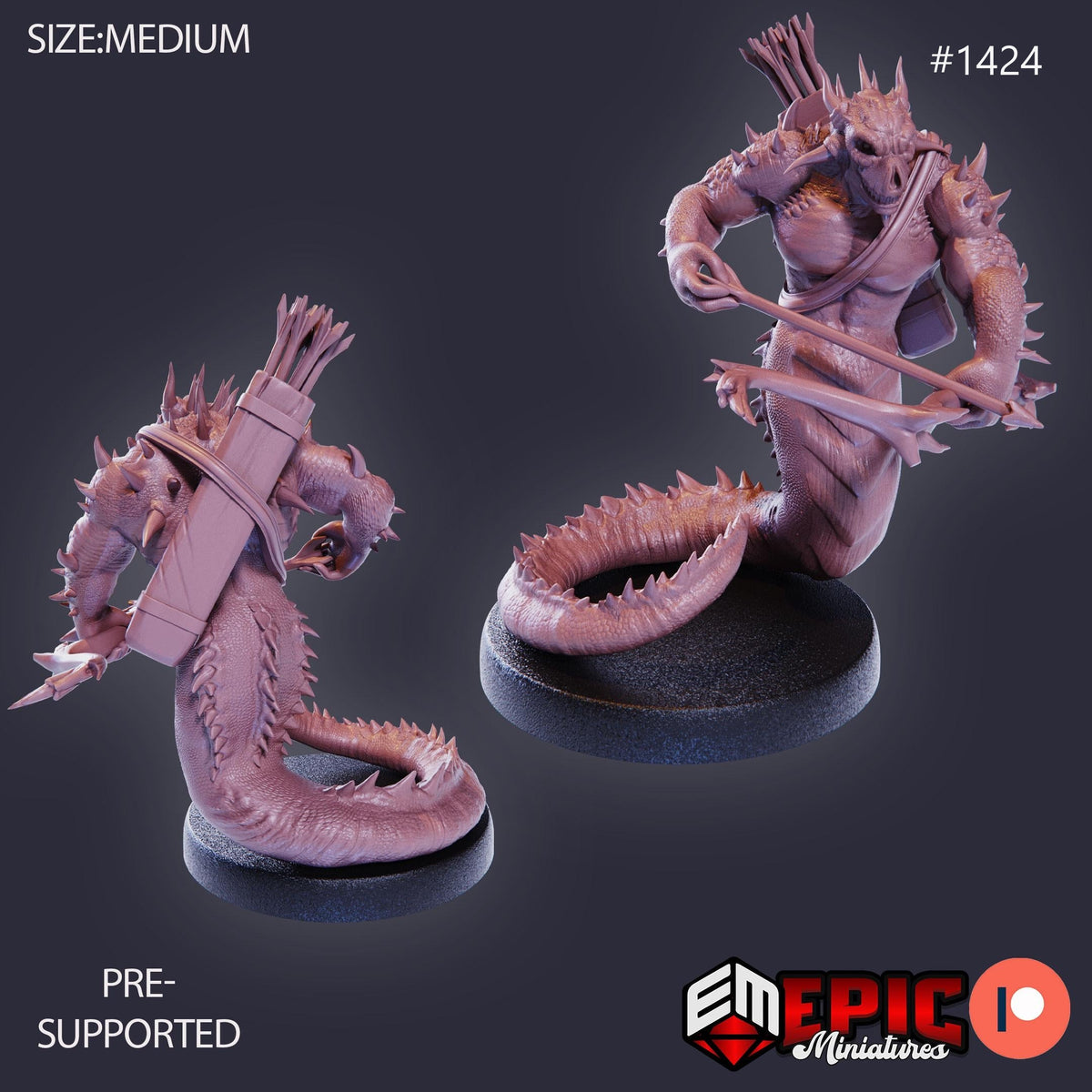 Fire Salamander Option #1424 front DND miniature Burning Lands 16k resin