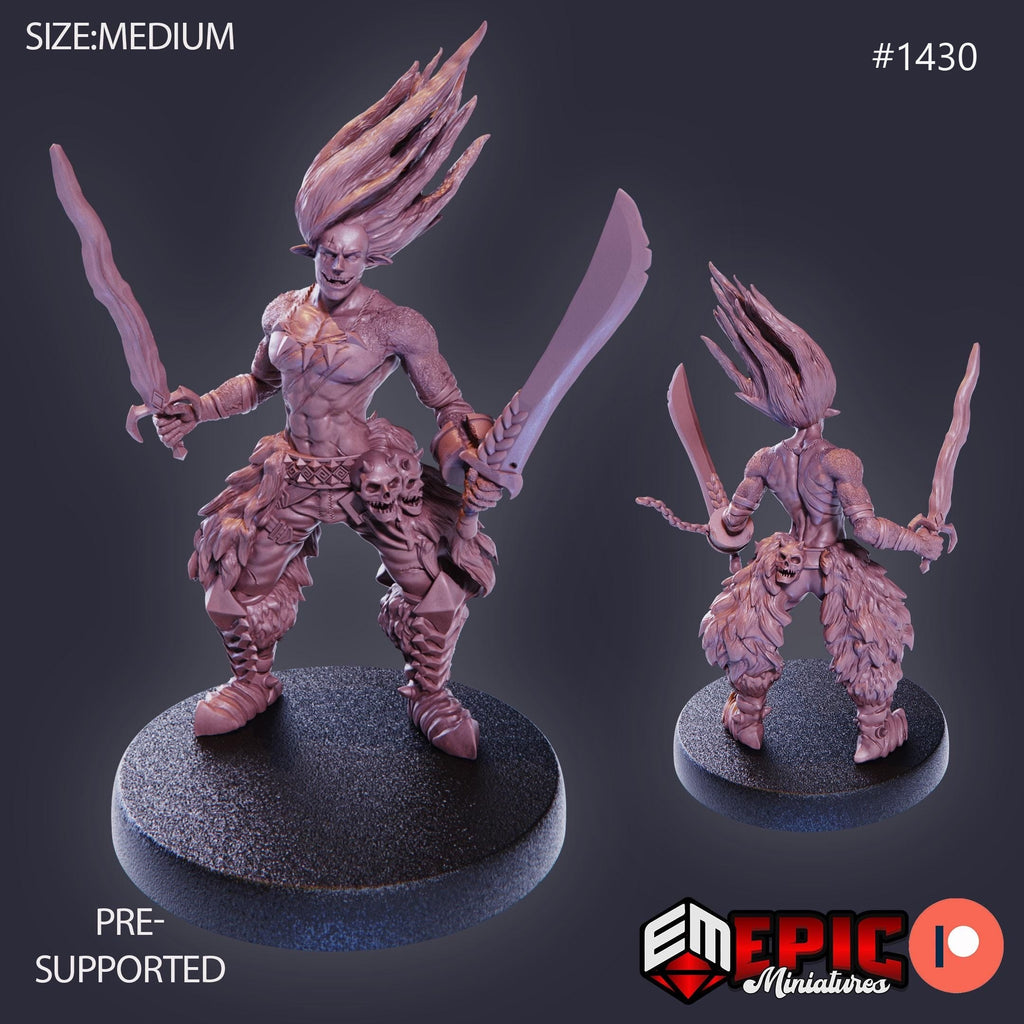 Fire Genasi Option #1430 front DND miniature Burning Lands 16k resin