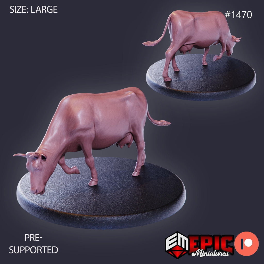 Farm Animal Cow Option #1470 front DND miniature Farm Village 16k resin