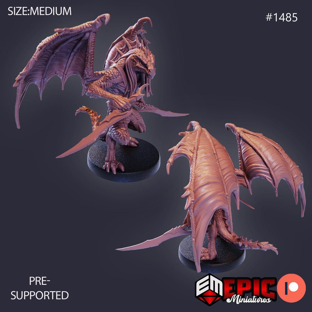 Draconic Demon Green Option #1485 front DND miniature Elven Grace 16k resin
