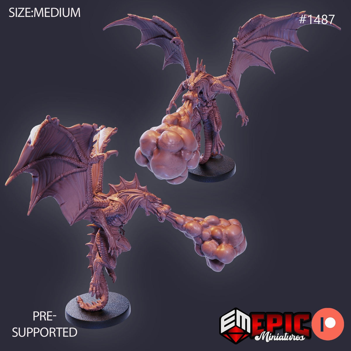 Draconic Demon Green Option #1487 front DND miniature Elven Grace 16k resin