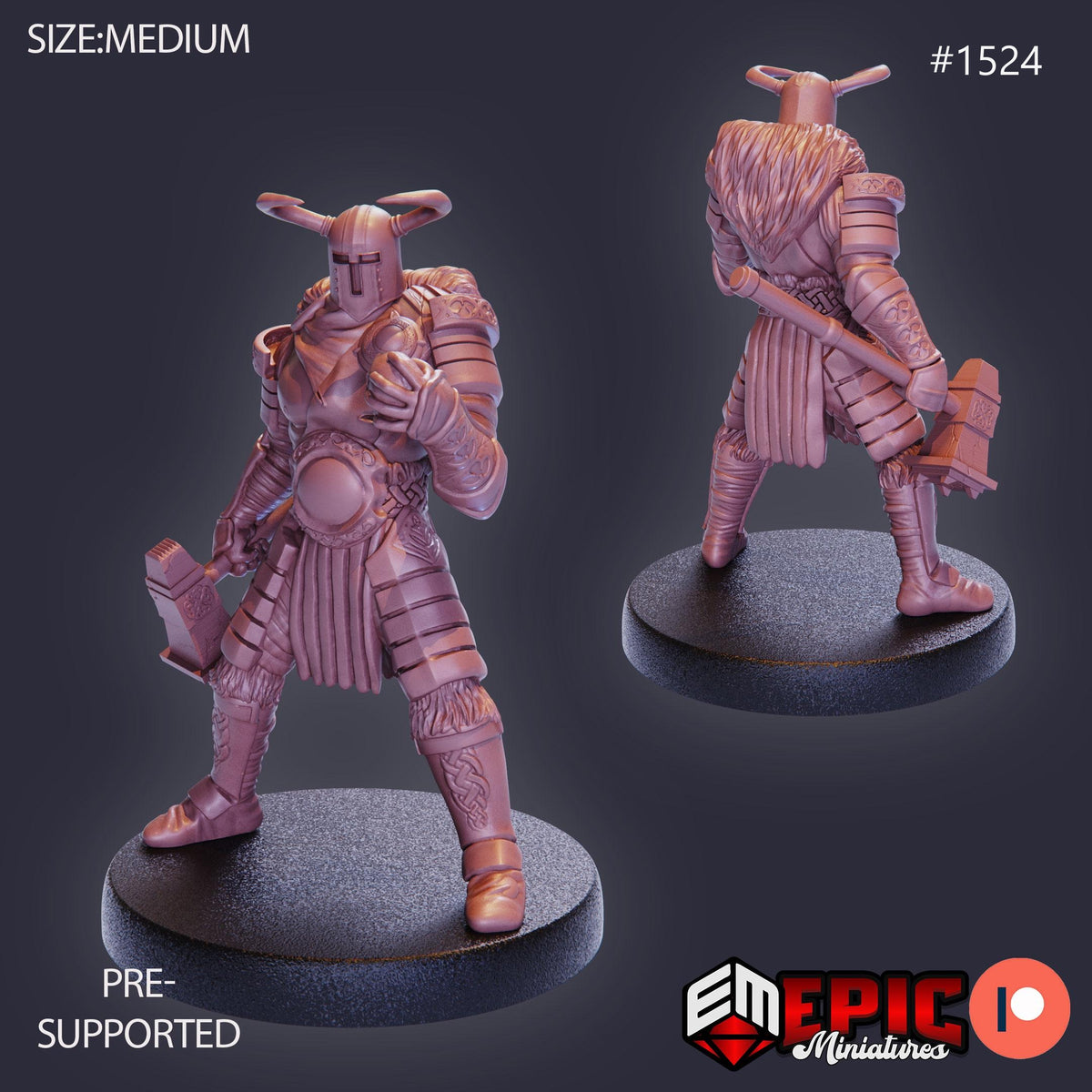 Helmed Barbarian Option #1524 front DND miniature Barbarian Winter 16k resin