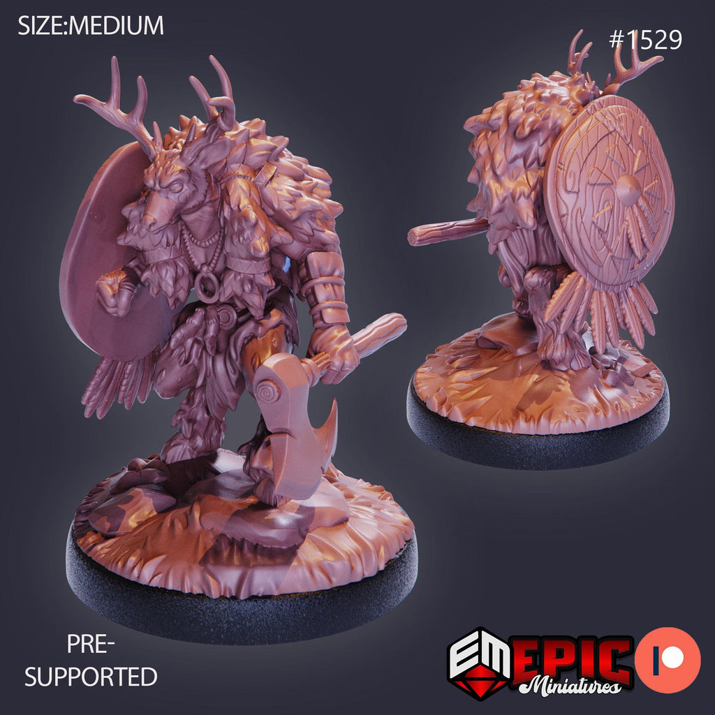 Deer Folk Option #1529 front DND miniature Barbarian Winter 16k resin