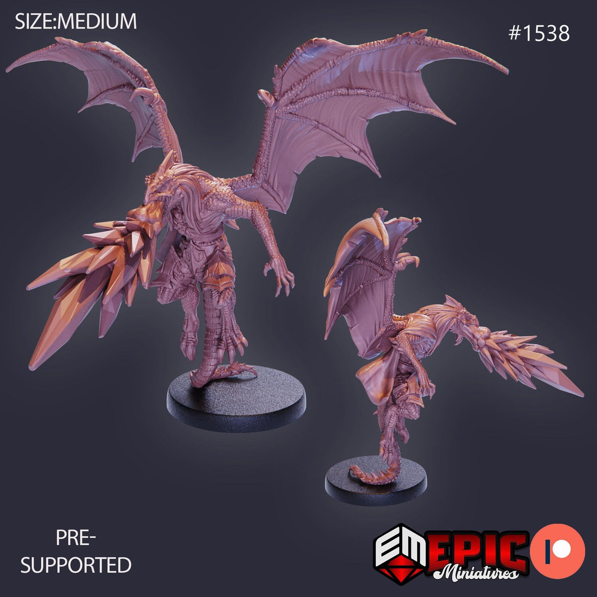 Draconic Demon White Option #1538 front DND miniature Barbarian Winter 16k resin