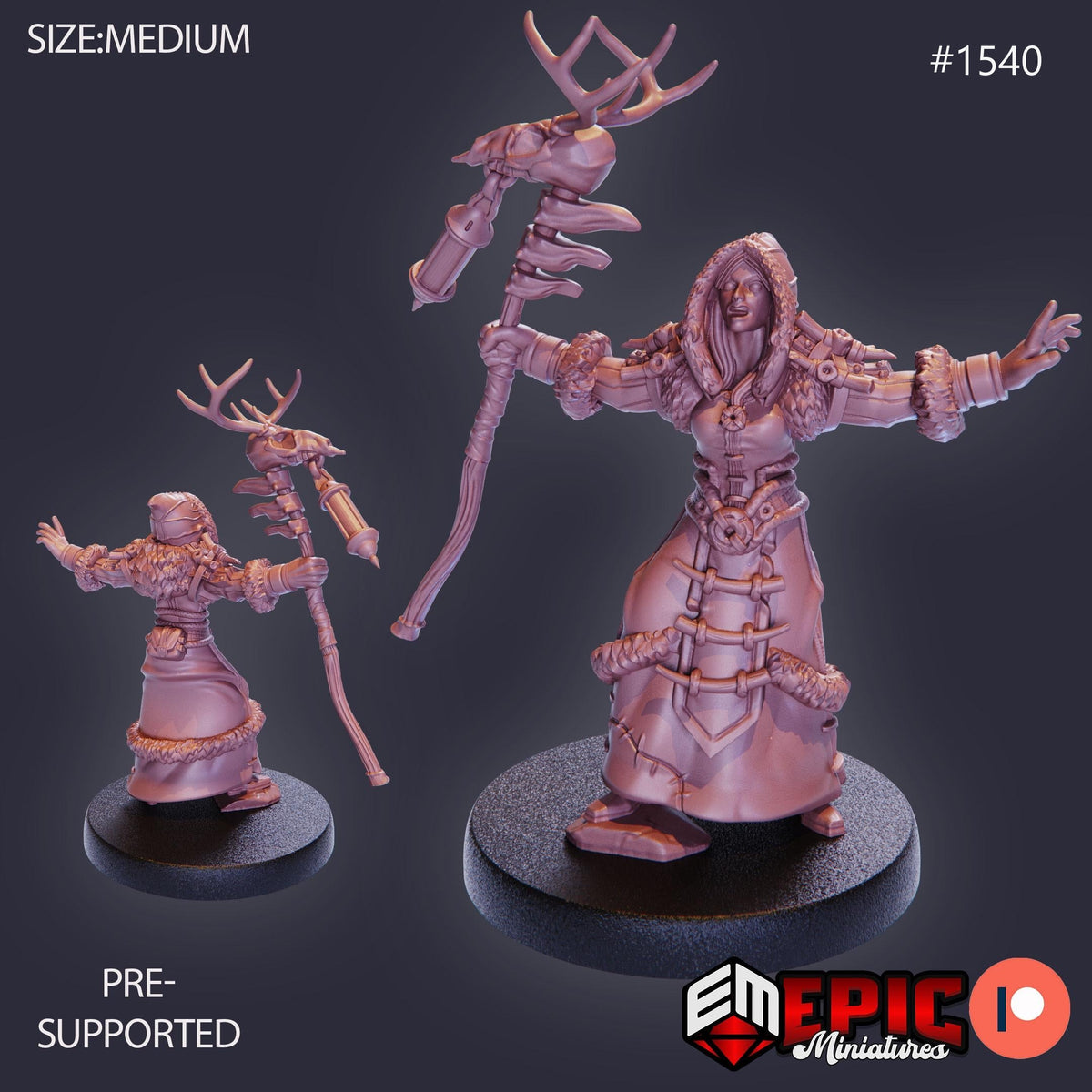 Winter Shaman Option #1540 front DND miniature Barbarian Winter 16k resin