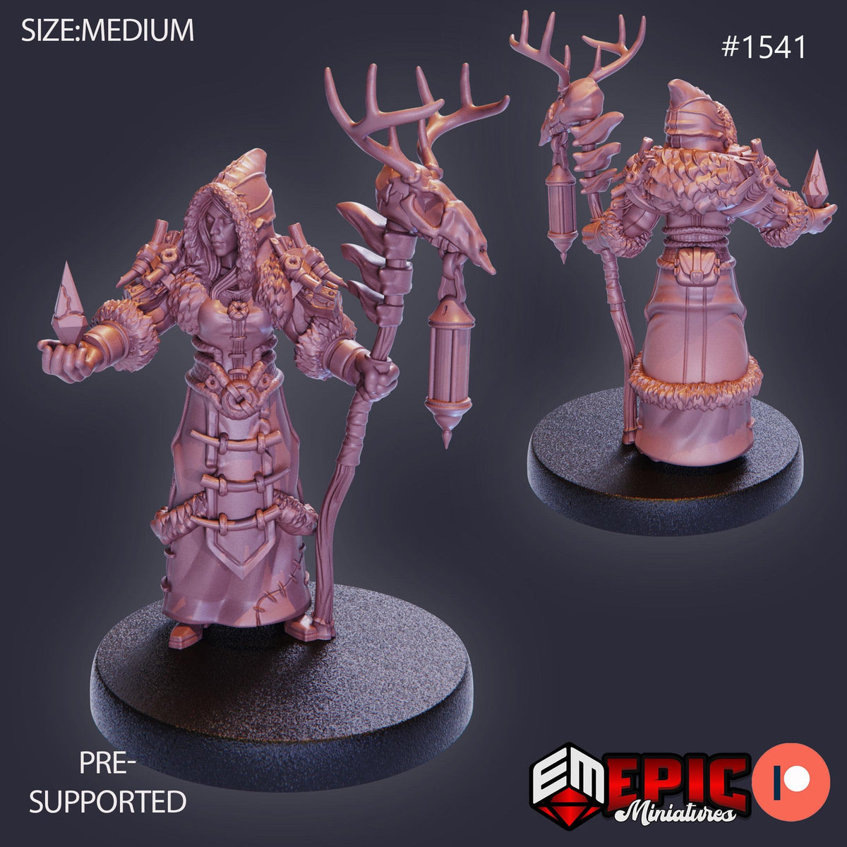 Winter Shaman Option #1541 front DND miniature Barbarian Winter 16k resin