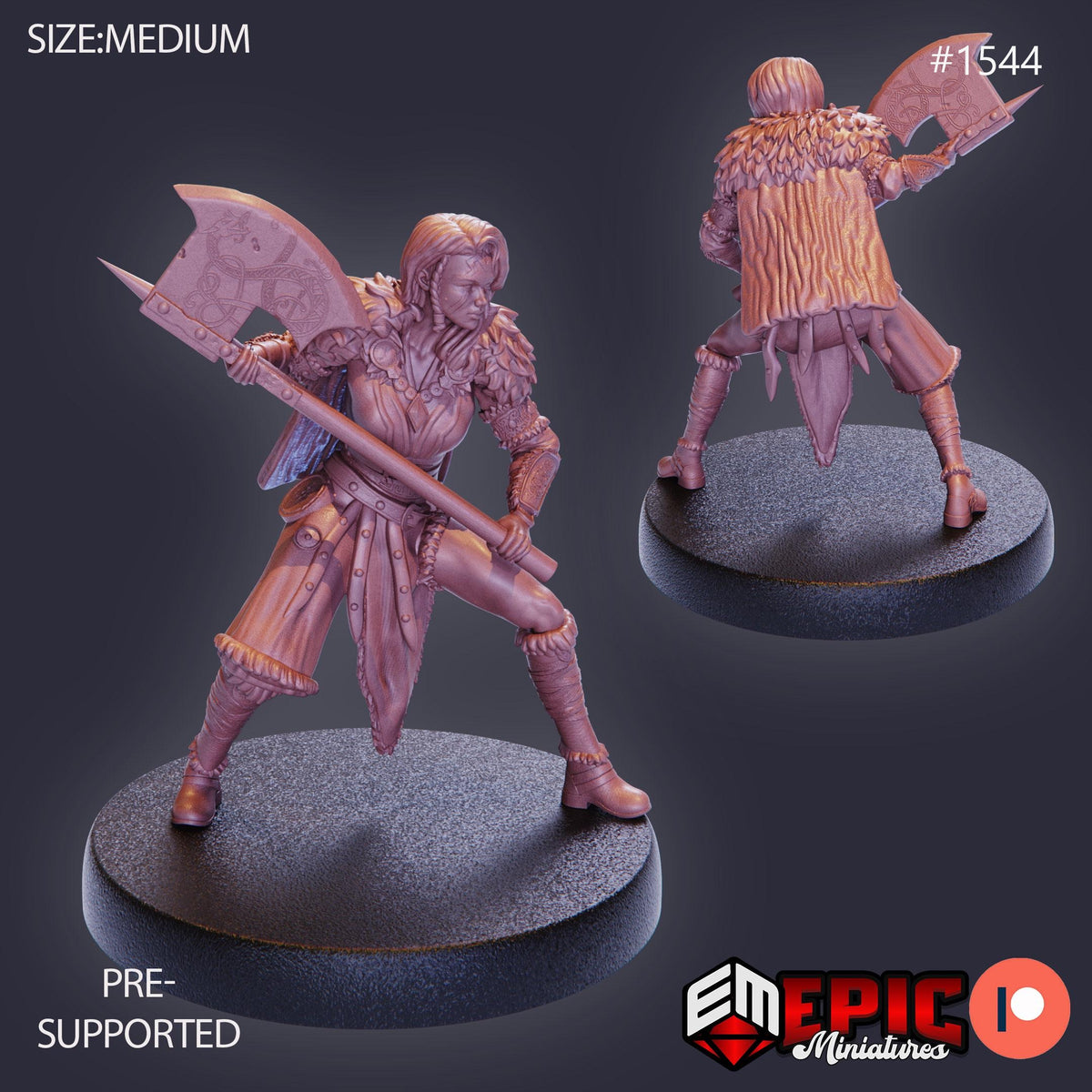 Barbarian Female Option #1544 front DND miniature Barbarian Winter 16k resin