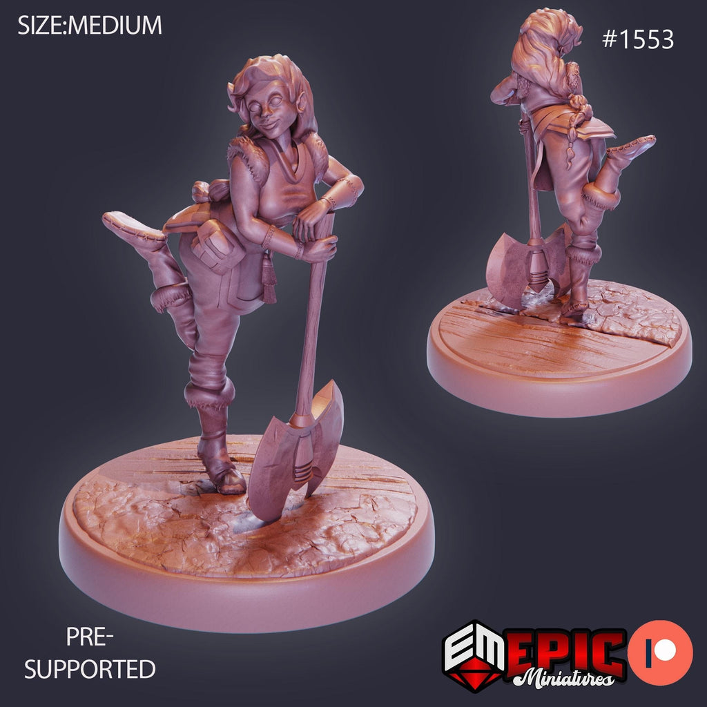Half Dwarf Adventurer Option #1553 front DND miniature Barbarian Winter 16k resin