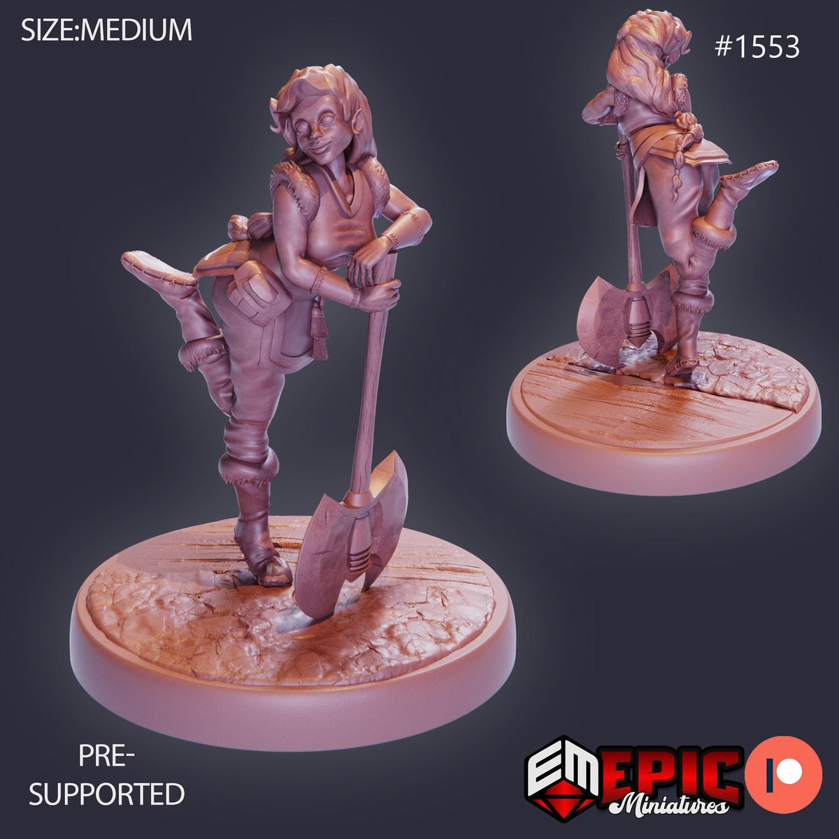 Half Dwarf Adventurer Option #1553 front DND miniature Barbarian Winter 16k resin
