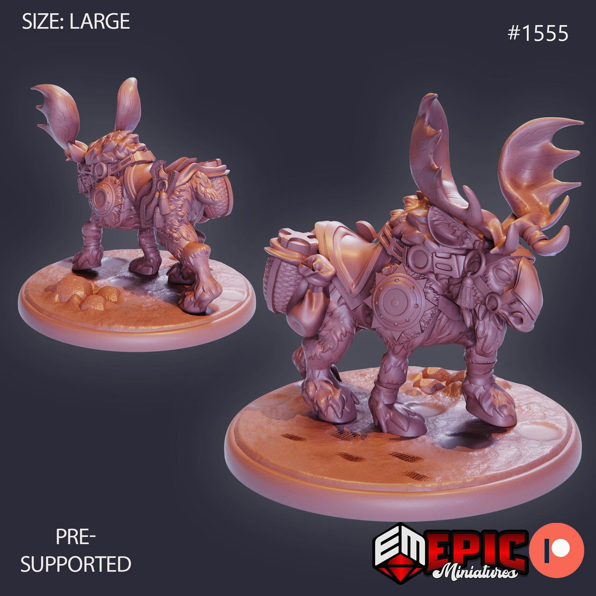Snow Moose Option #1555 front DND miniature Barbarian Winter 16k resin