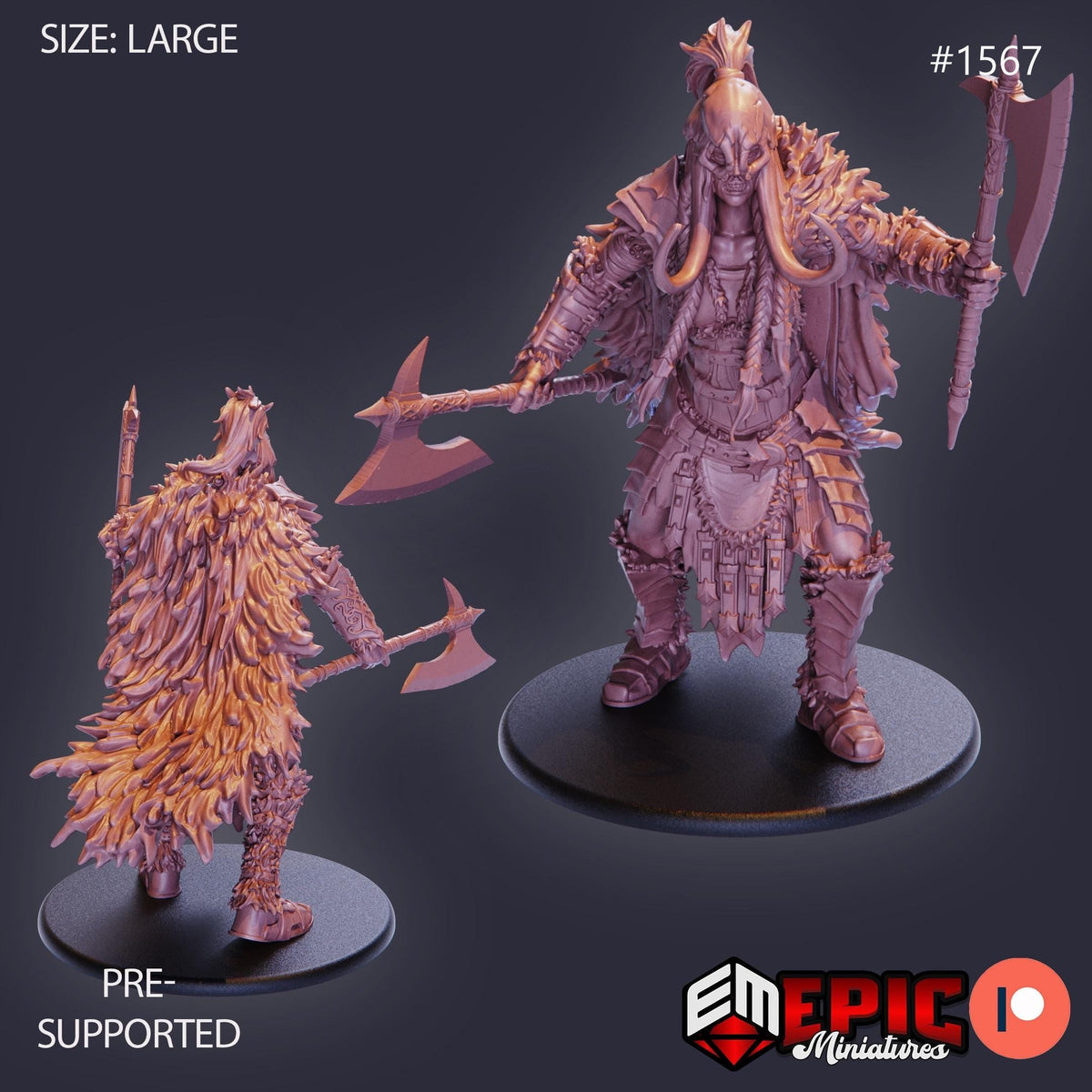 Frost Giantess Option #1567 front DND miniature Barbarian Winter 16k resin