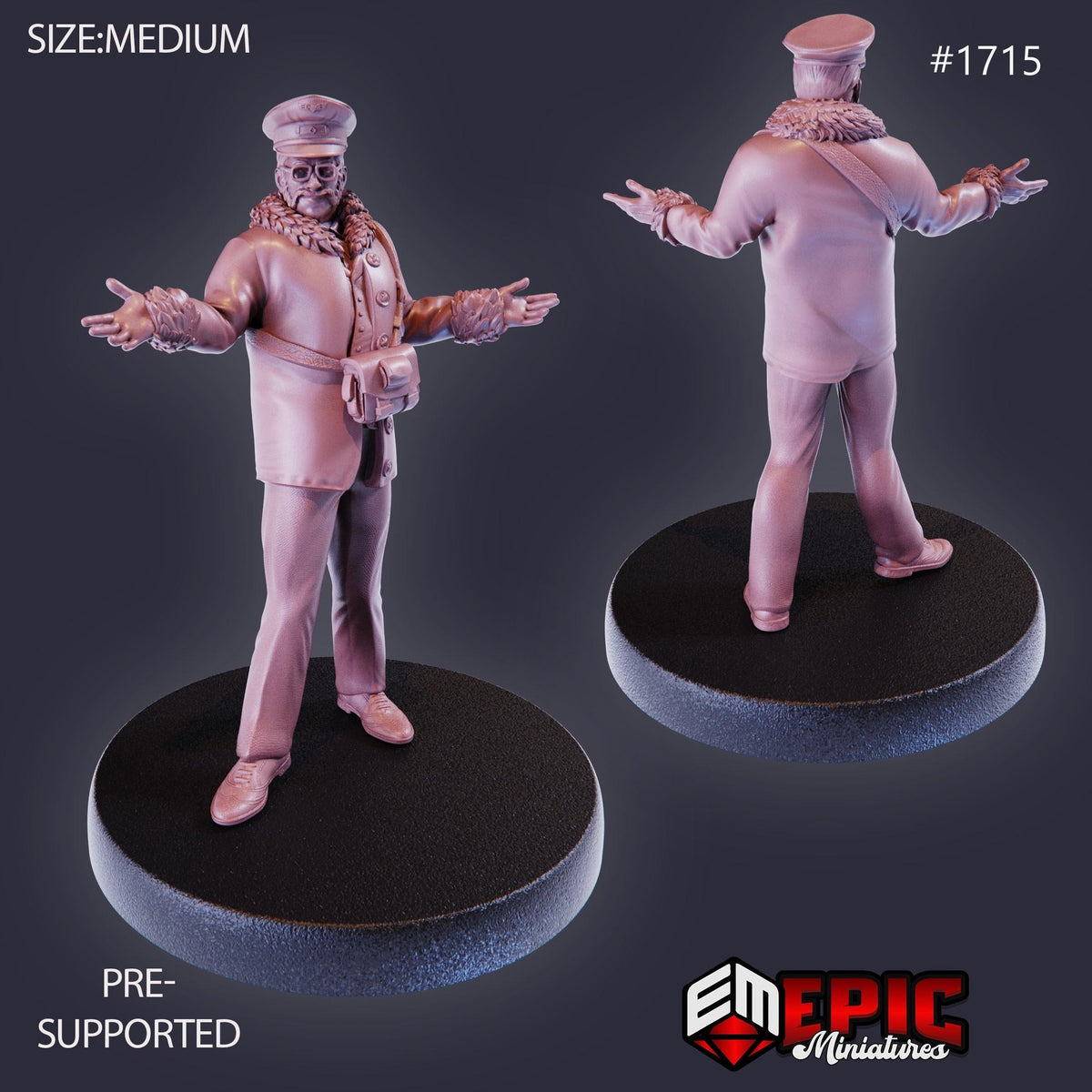 Train Conductor Option #1715 front DND miniature Steam Constructs 16k resin