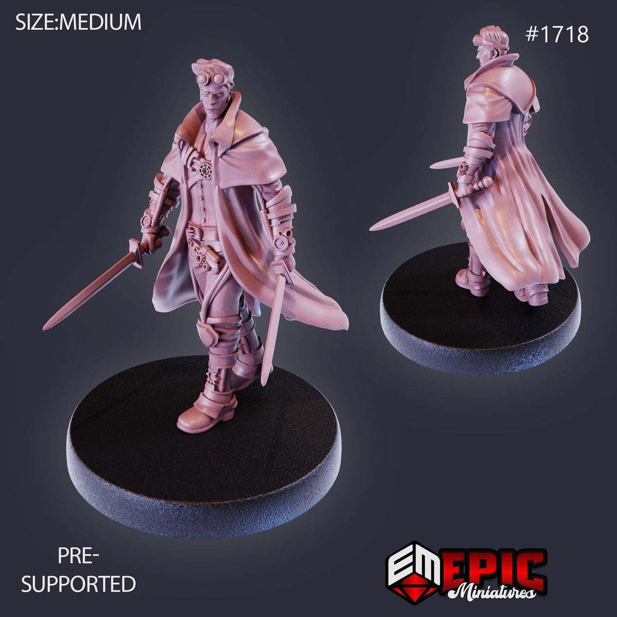 Adventurer Isaac Option #1718 front DND miniature Steam Constructs 16k resin