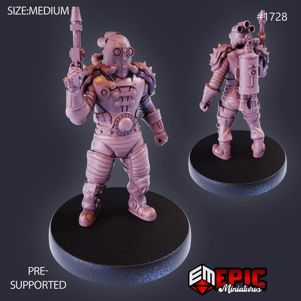 Jetpack Bandit Option #1728 front DND miniature Steam Constructs 16k resin