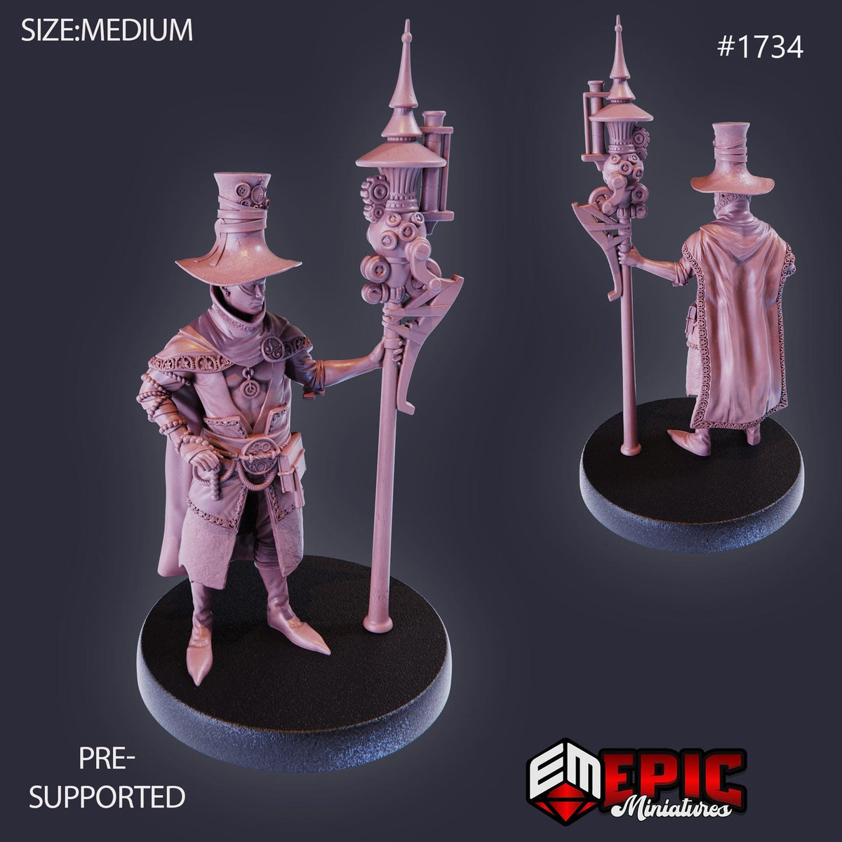 Gear Wizard Gabriel Option #1734 front DND miniature Steam Constructs 16k resin