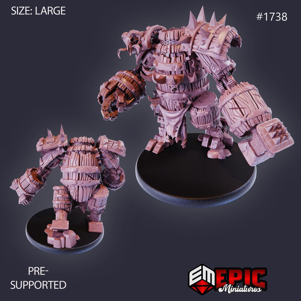 Barrel Construct Option #1738 front DND miniature Steam Constructs 16k resin