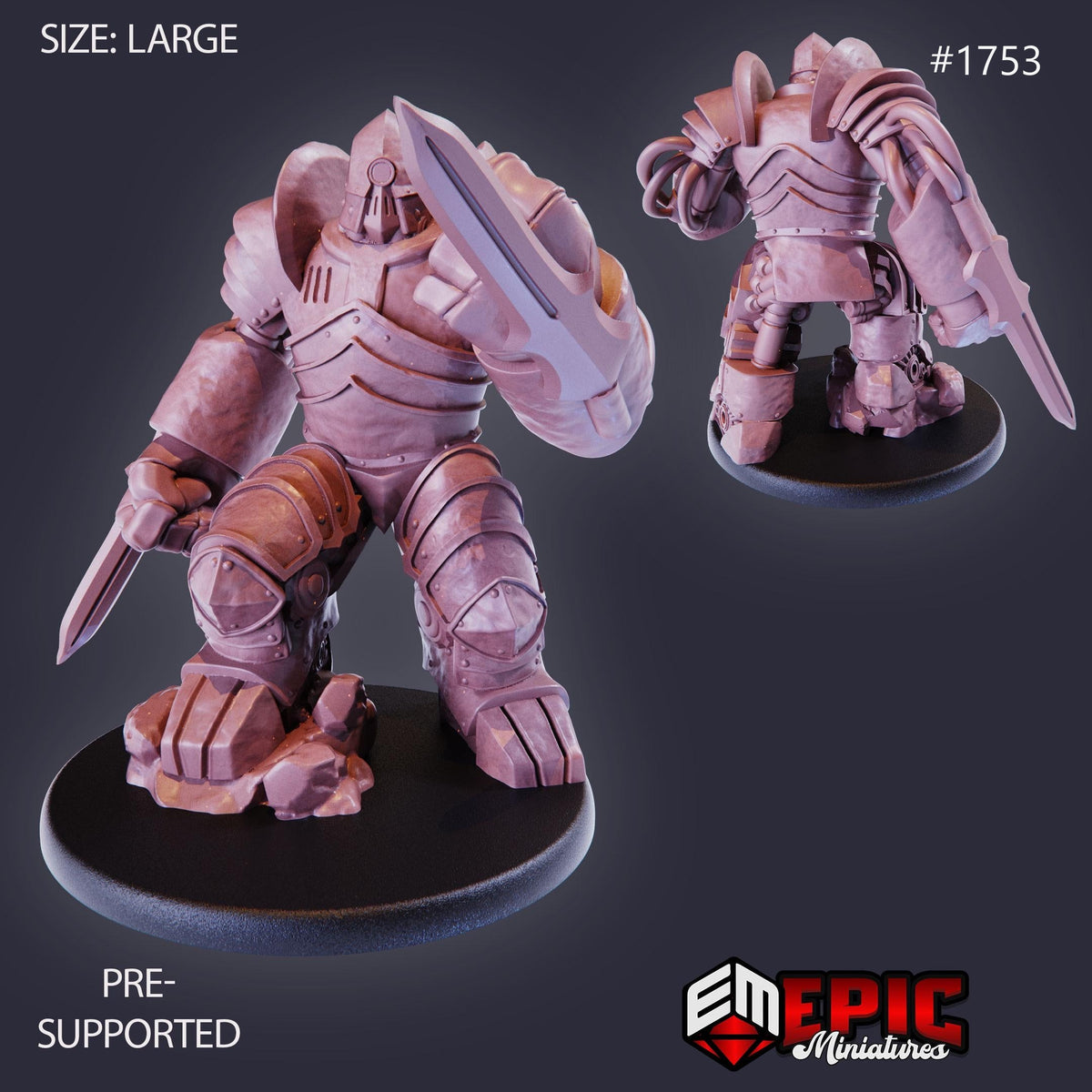 Iron Juggernaut Option #1753 front DND miniature Steam Constructs 16k resin
