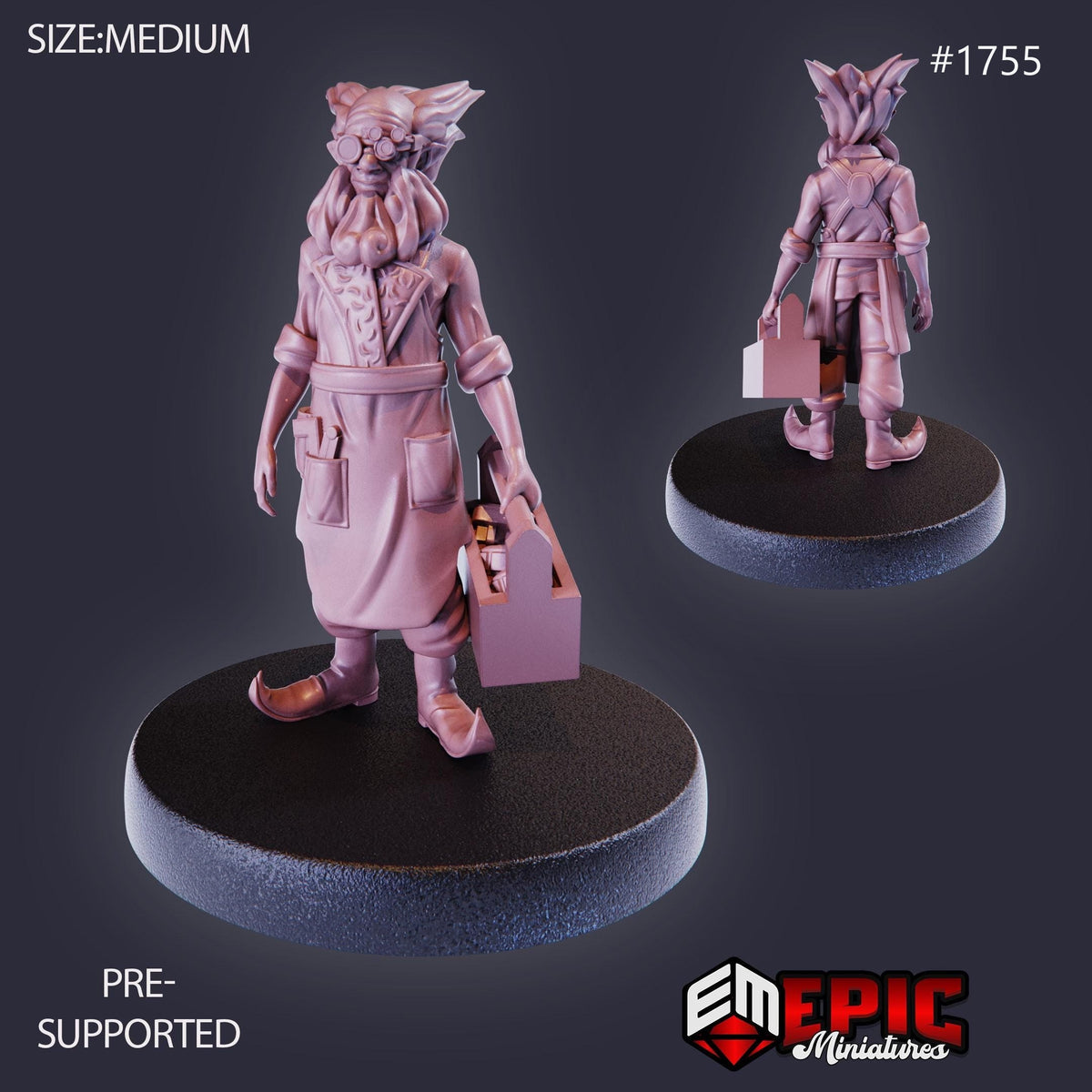 Halfling Inventor Barnabas Option #1755 front DND miniature Steam Constructs 16k resin