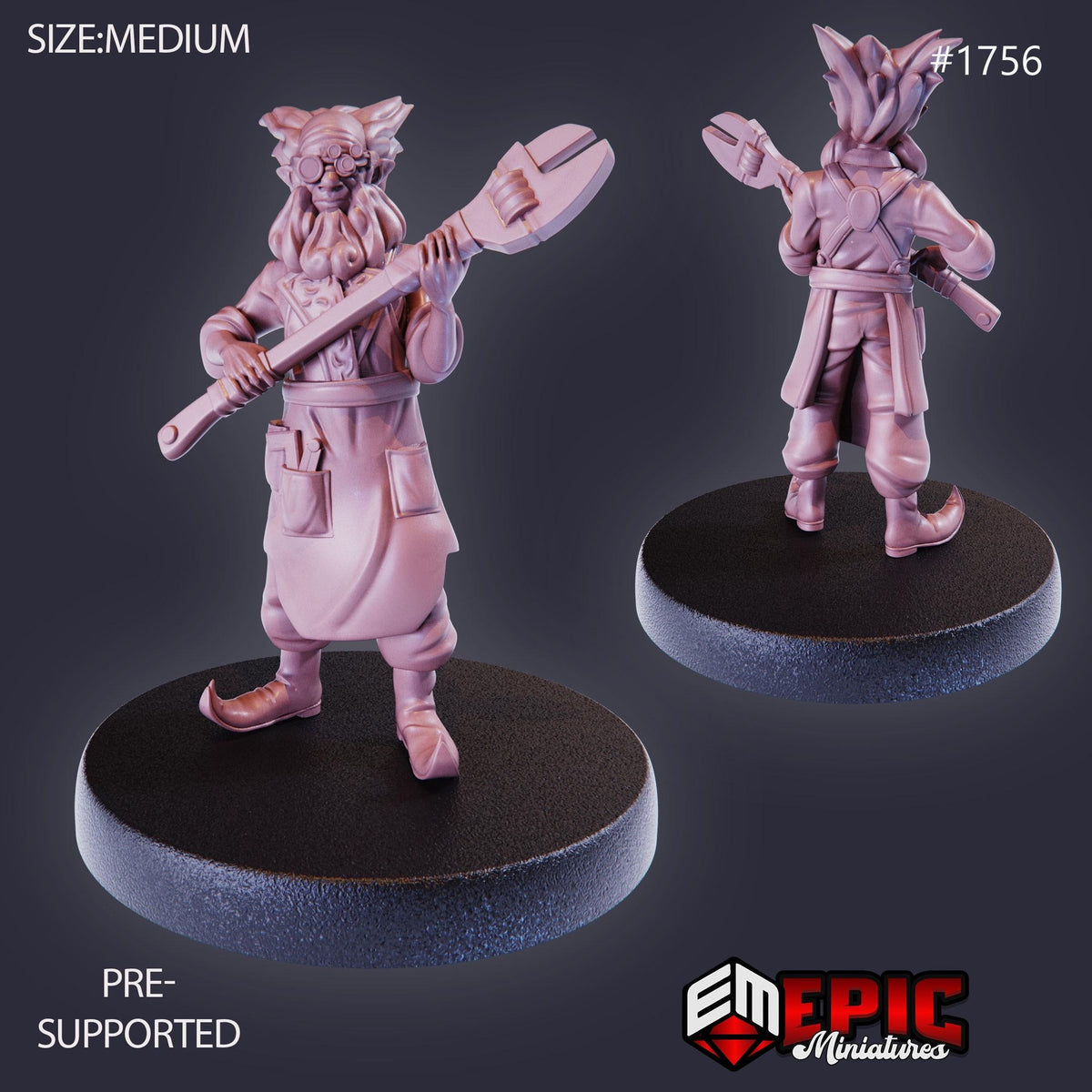 Halfling Inventor Barnabas Option #1756 front DND miniature Steam Constructs 16k resin