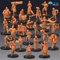 Villagers Set of 24 DND miniatures group photo Farm Village