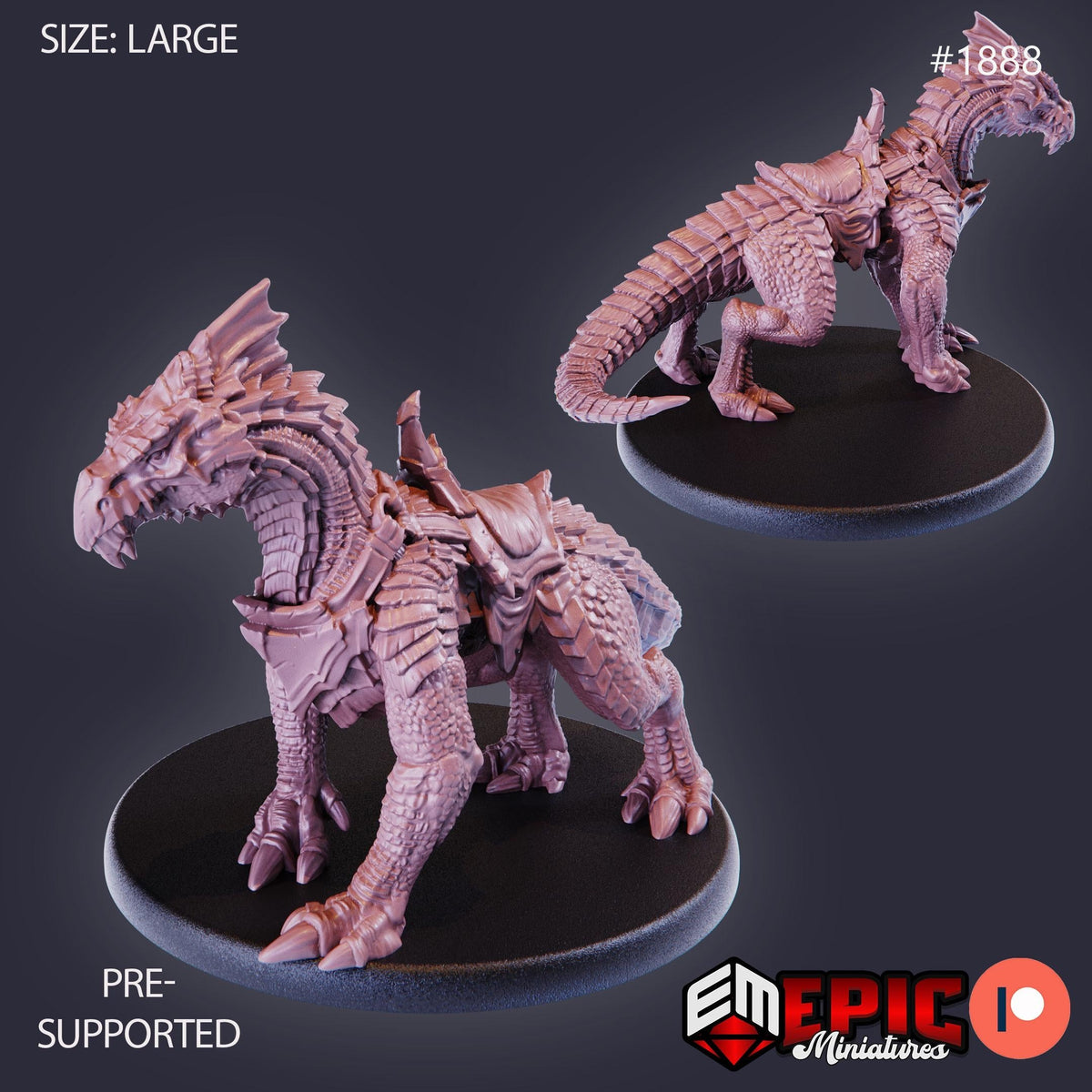 White Guard Drake Option #1888 front DND miniature Extra Monster Pack 16k resin