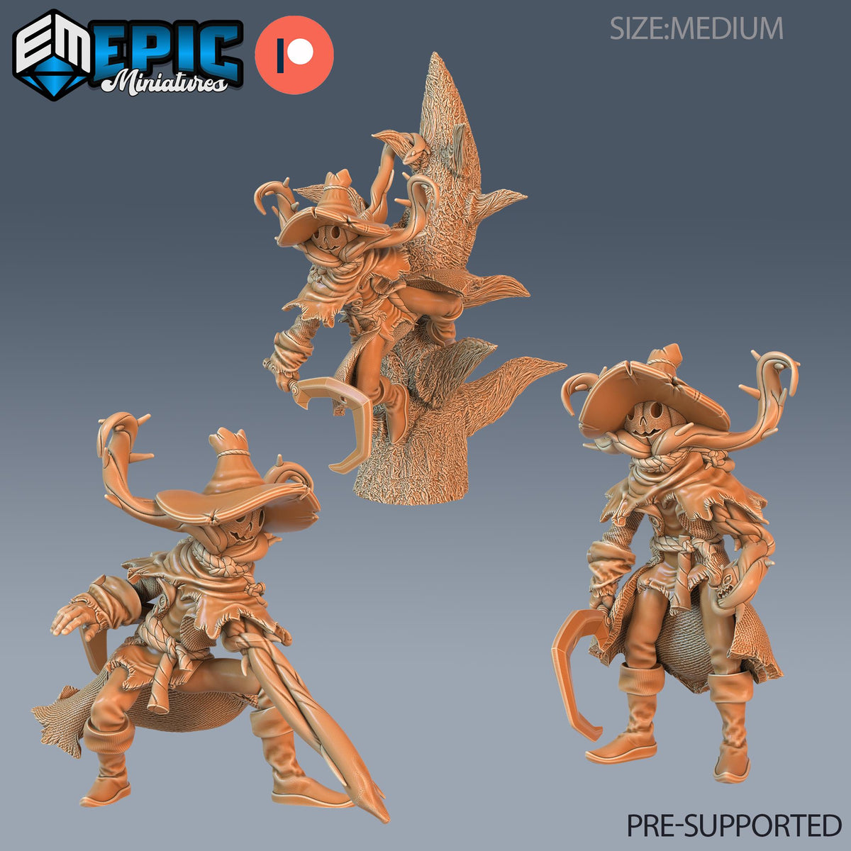 Pumpkin Scarecrow Set of 3 DND miniatures group photo Little Folk
