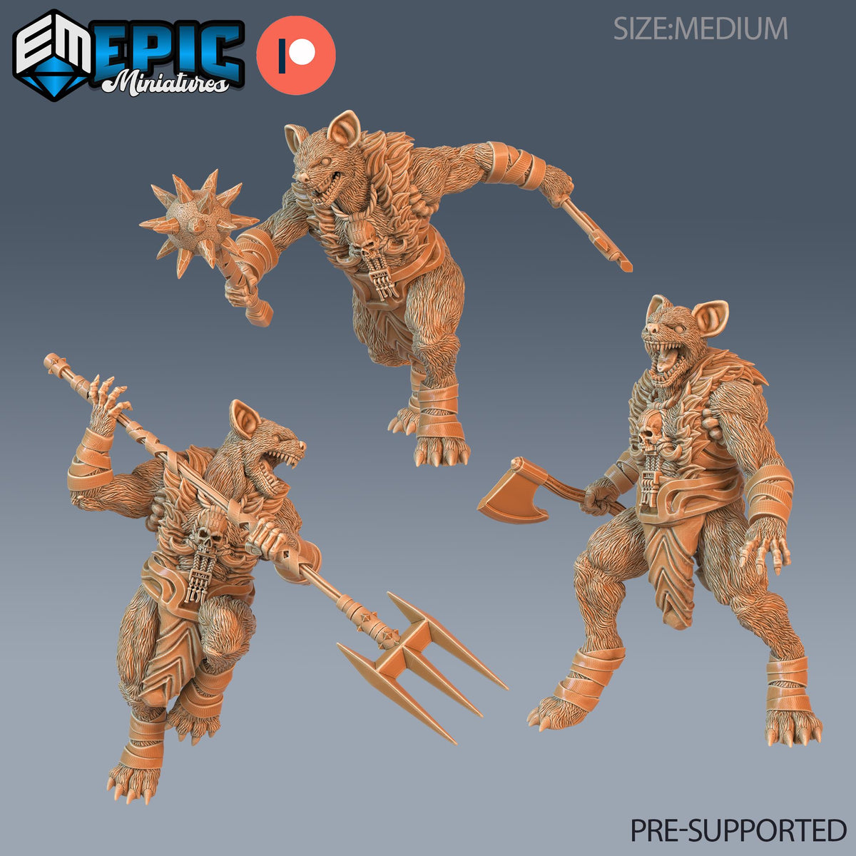 Prairie Gnoll Set of 3 DND miniatures group photo Little Folk