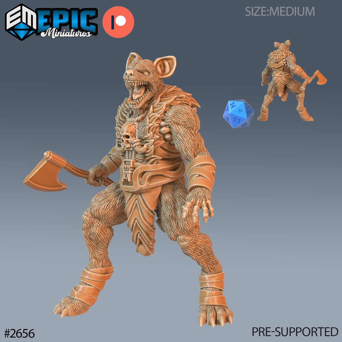 Prairie Gnoll Option #2656 front DND miniature Little Folk 16k resin