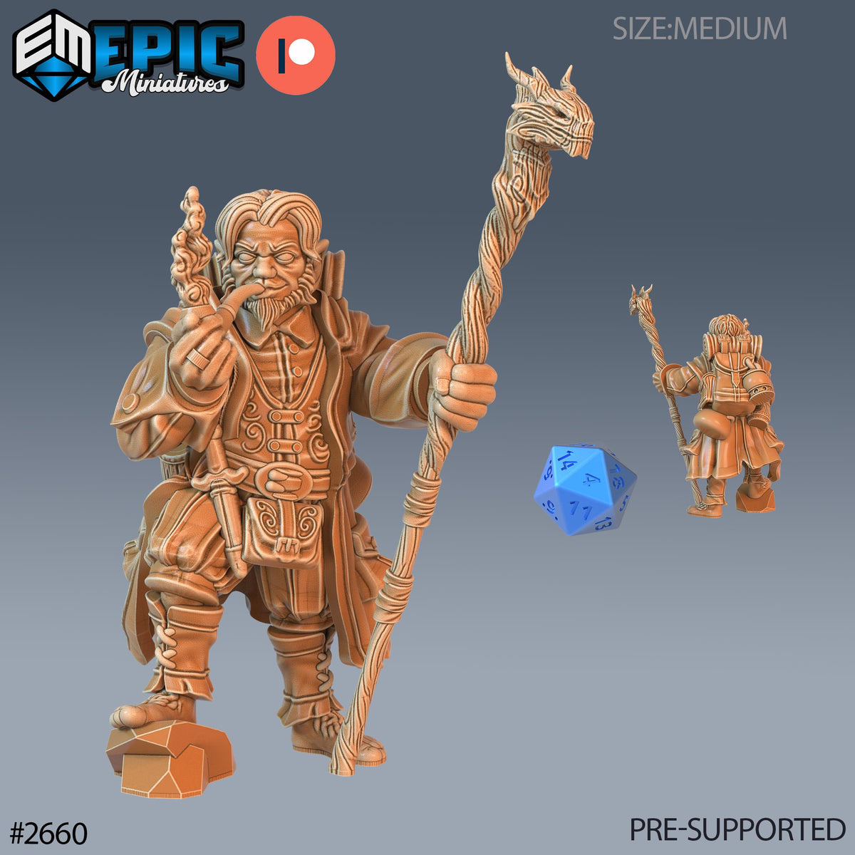 Halfling Adventurer Option #2660 front DND miniature Little Folk 16k resin