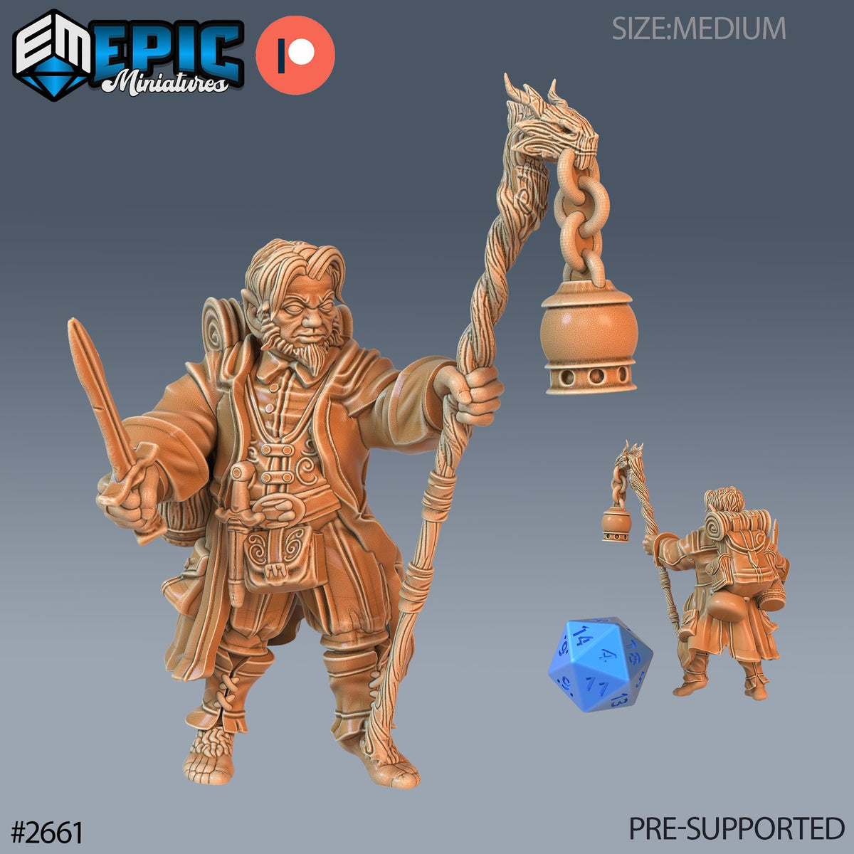 Halfling Adventurer Option #2661 front DND miniature Little Folk 16k resin