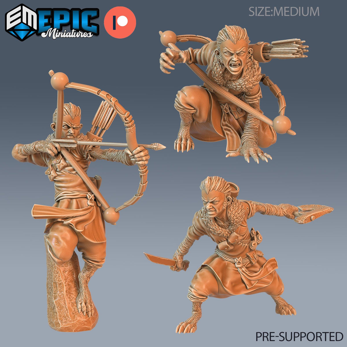 Halfling Skin Changer Set of 3 DND miniatures group photo Little Folk