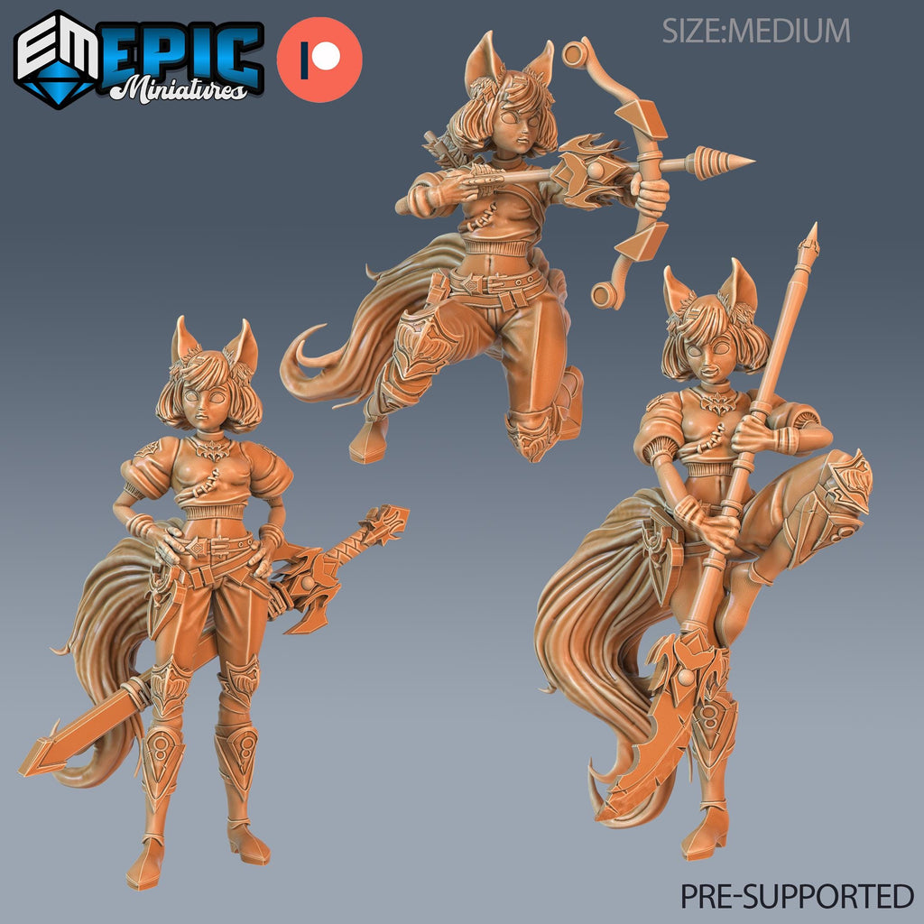 Fennec Girl Set of 3 DND miniatures group photo Little Folk