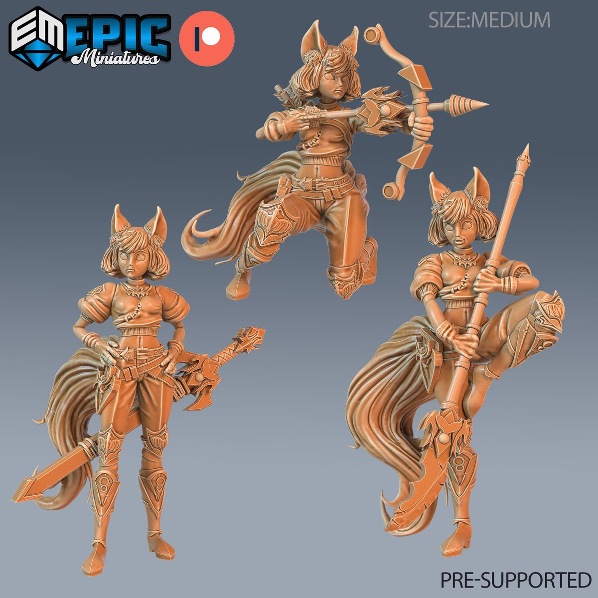 Fennec Girl Set of 3 DND miniatures group photo Little Folk