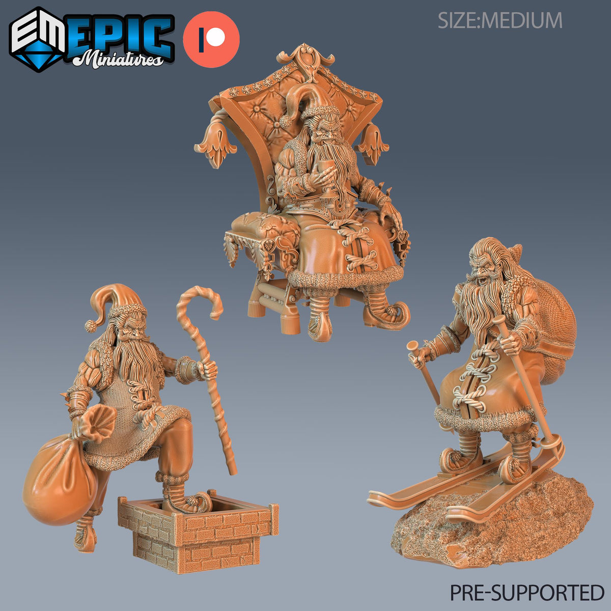 Santa Claus Set of 3 DND miniatures group photo Wild Winter Holidays