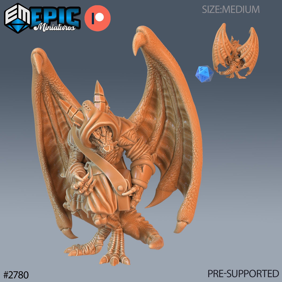 Winged Kobold Tribe Option #2780 front DND miniature Reptiles of War 16k resin