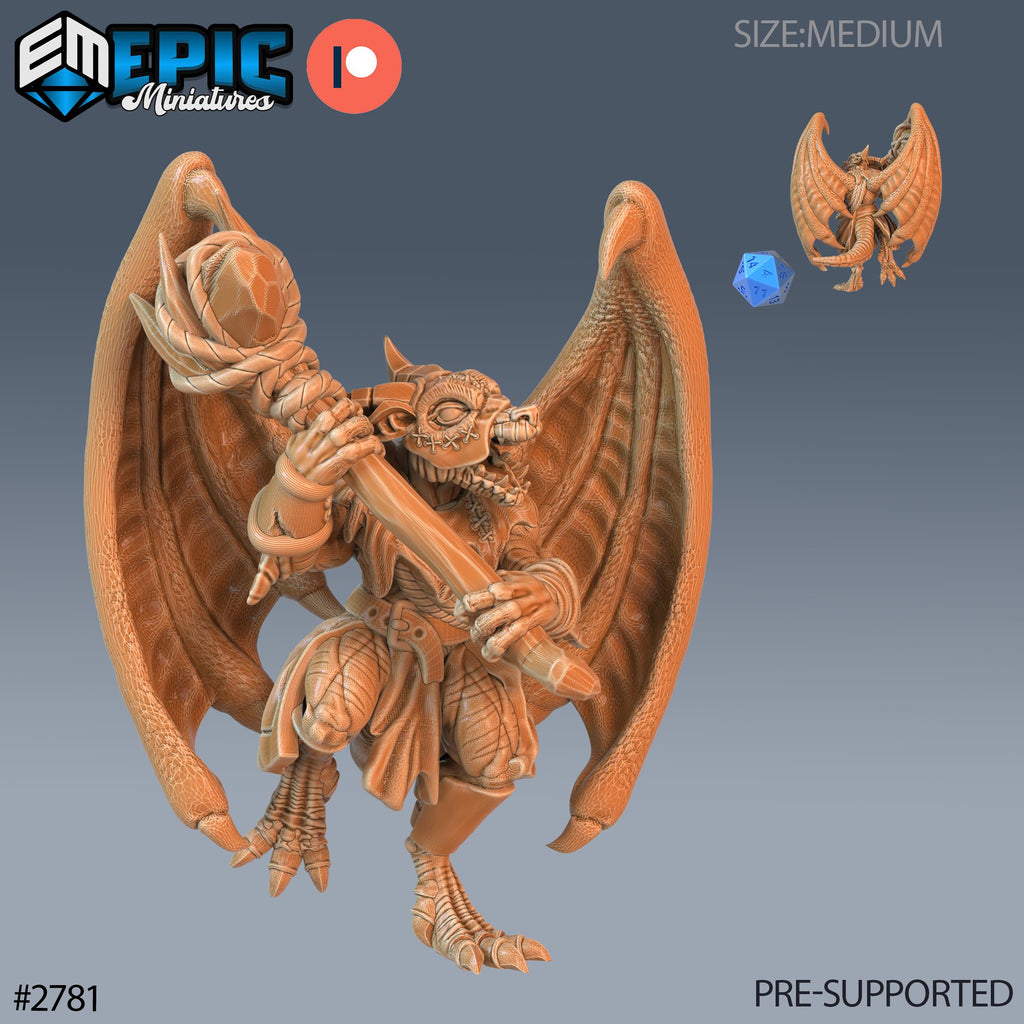 Winged Kobold Tribe Option #2781 front DND miniature Reptiles of War 16k resin