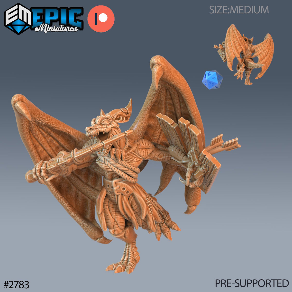 Winged Kobold Tribe Option #2783 front DND miniature Reptiles of War 16k resin