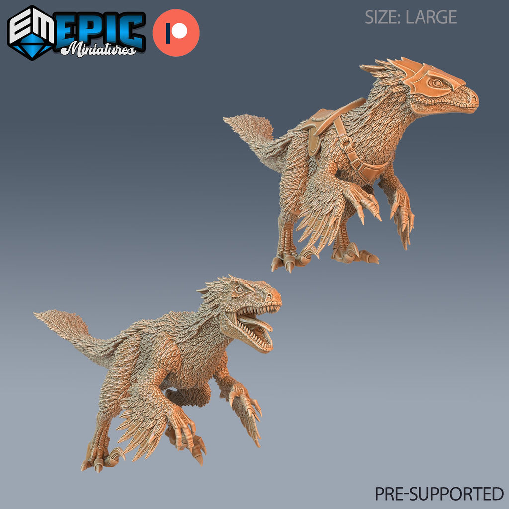 Feathered Raptor Set of 2 DND miniatures group photo Reptiles of War