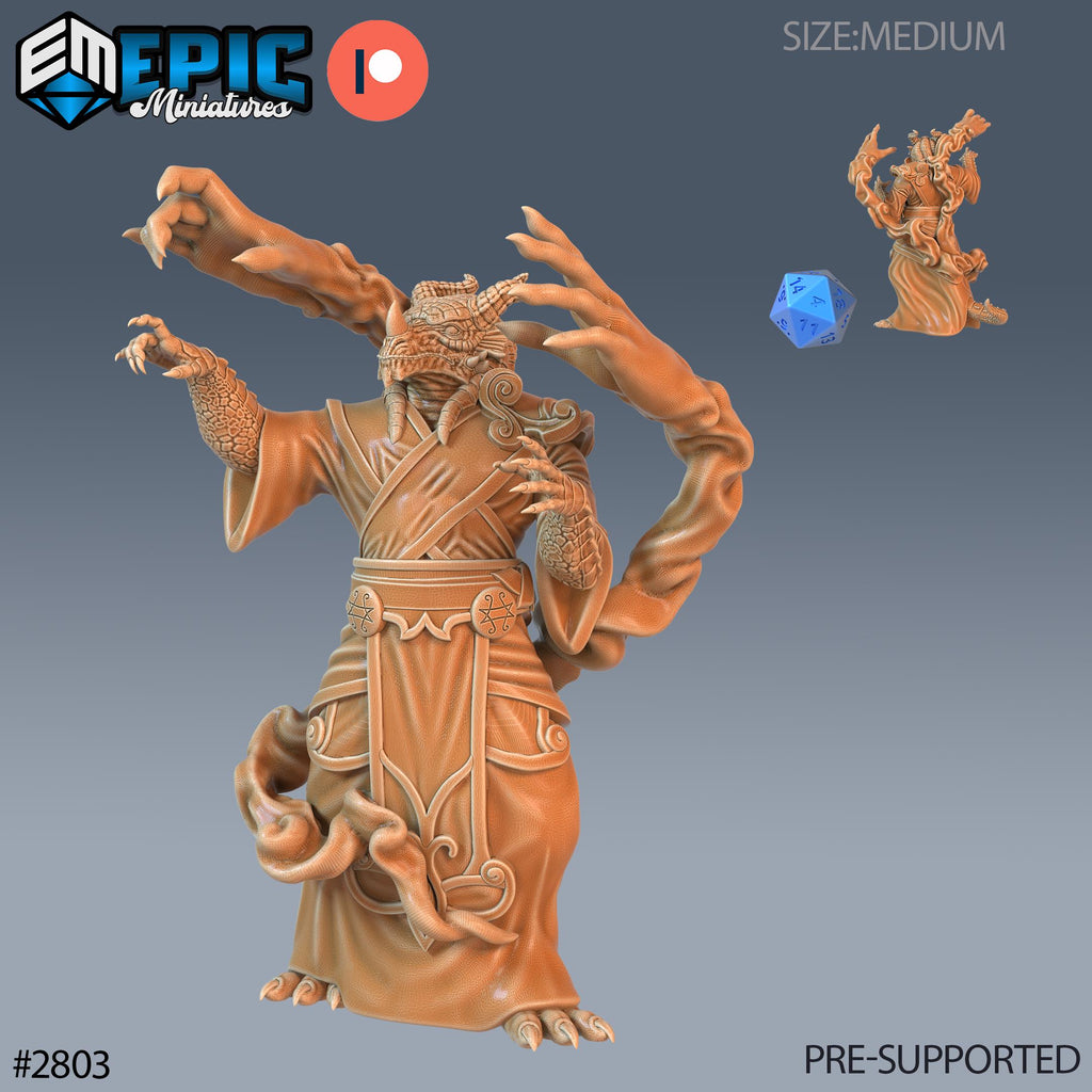 Dragonborn Priest Option #2803 front DND miniature Reptiles of War 16k resin