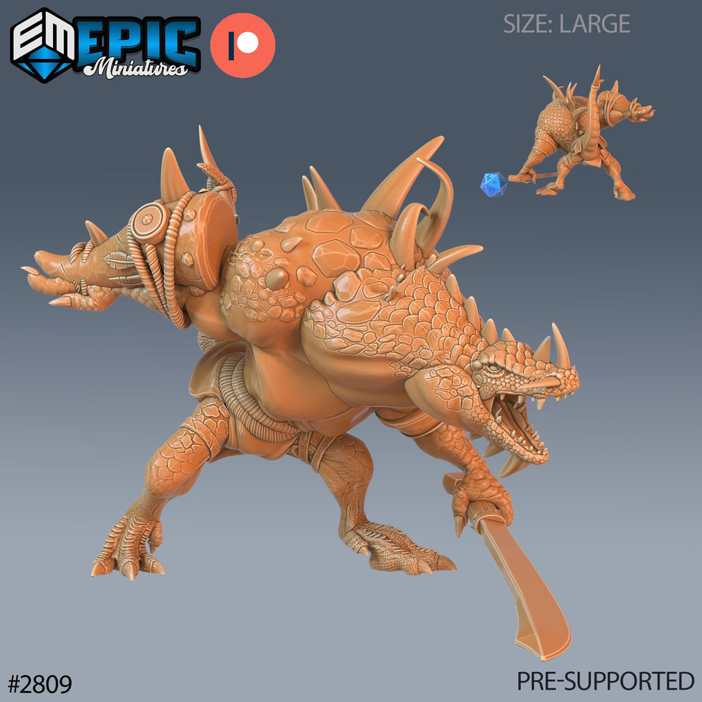 Crocodile Hunchback Option #2809 front DND miniature Reptiles of War 16k resin