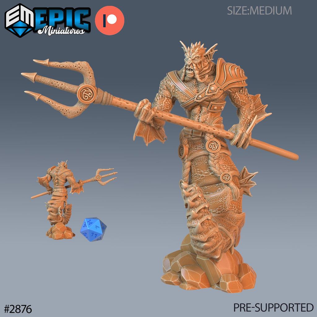 Seahorse Merman Option #2876 front DND miniature Aquatic Journey 16k resin