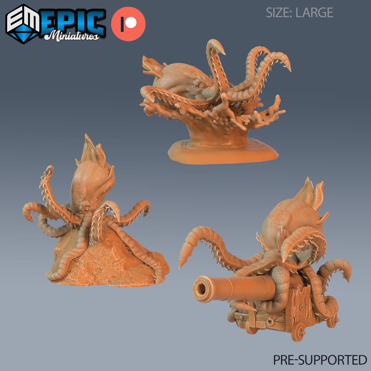 Killer Octopus Set of 3 DND miniatures group photo Aquatic Journey