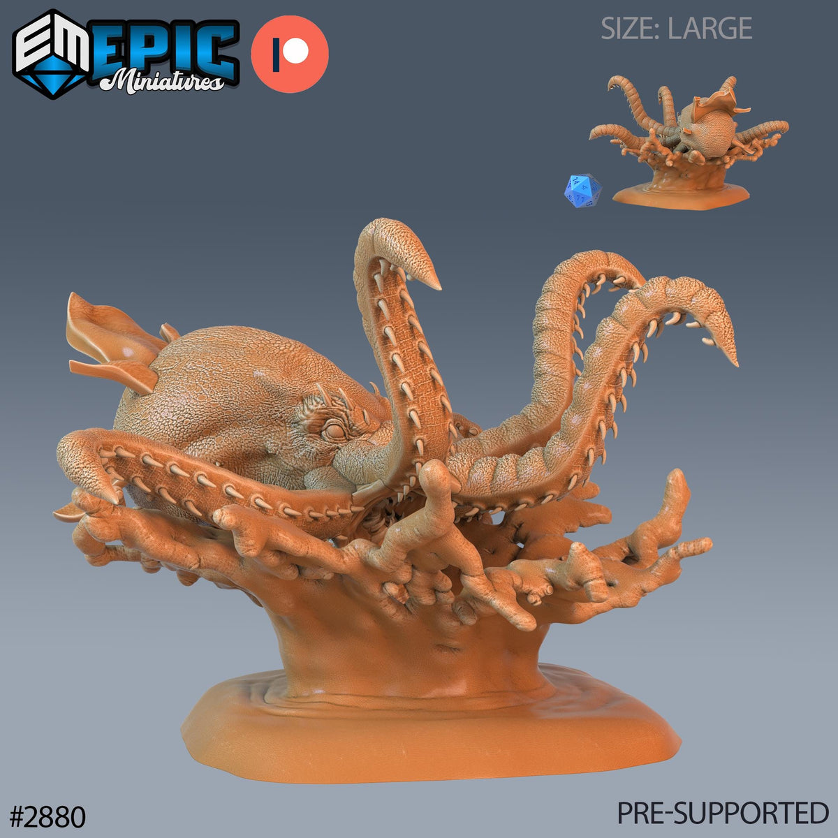 Killer Octopus Option #2880 front DND miniature Aquatic Journey 16k resin