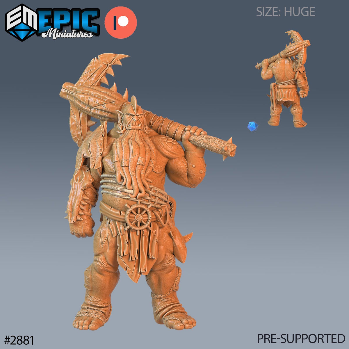 Ocean Giant Option #2881 front DND miniature Aquatic Journey 16k resin