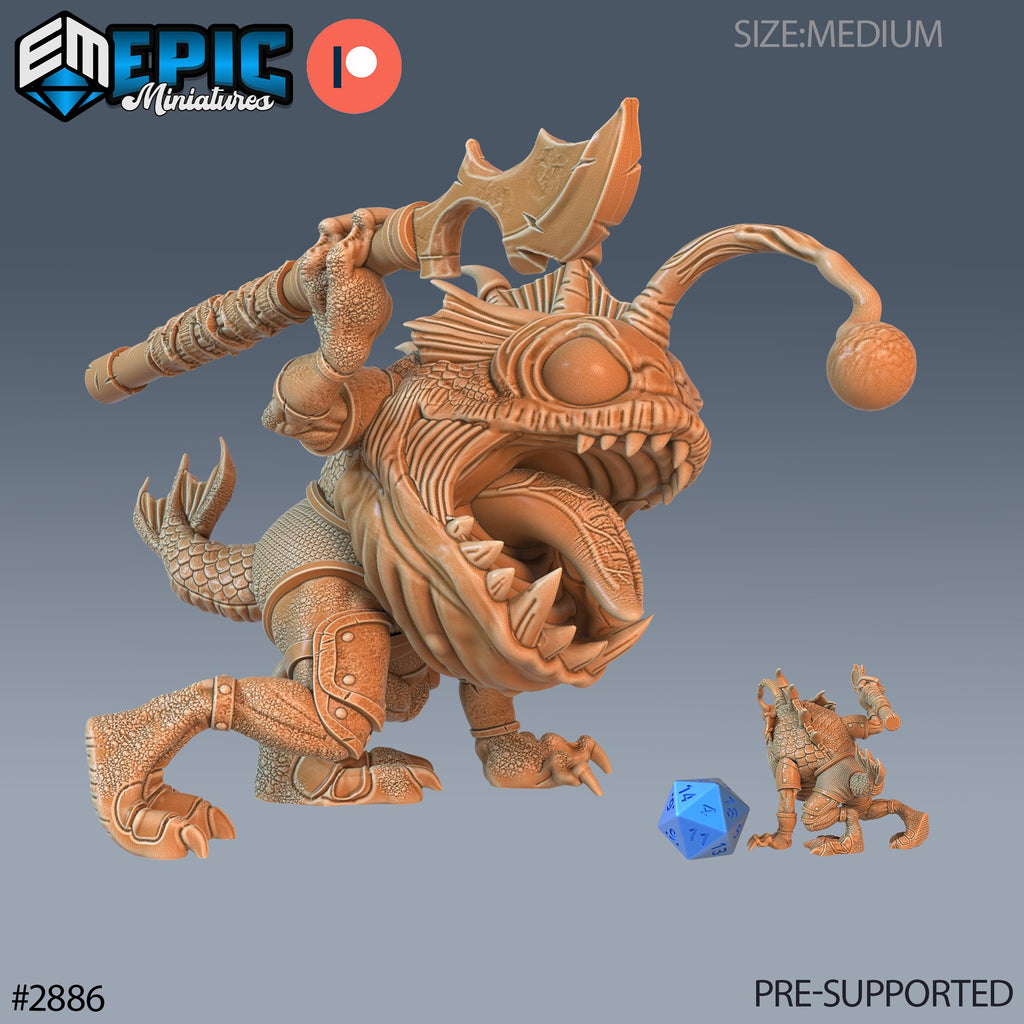 Anglerfish Folk Option #2886 front DND miniature Aquatic Journey 16k resin