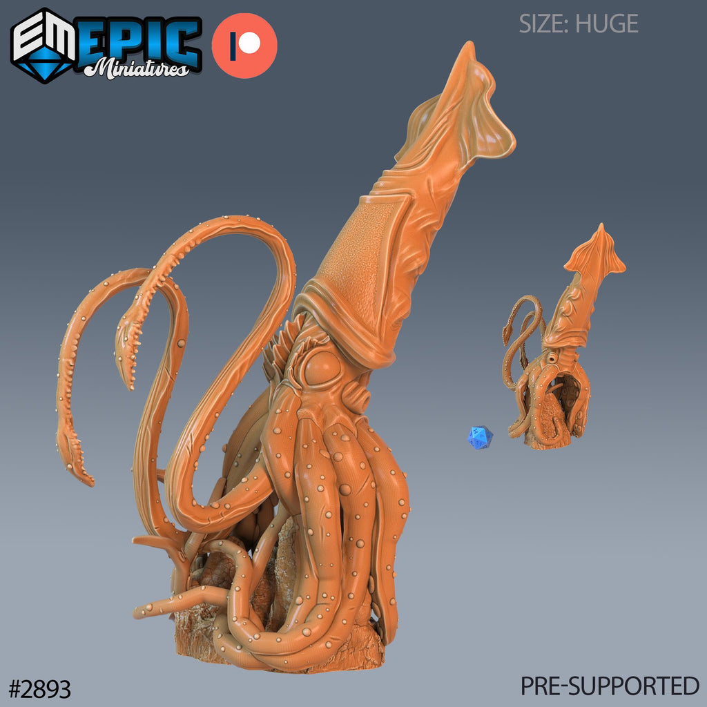 Giant Squid Option #2893 front DND miniature Aquatic Journey 16k resin