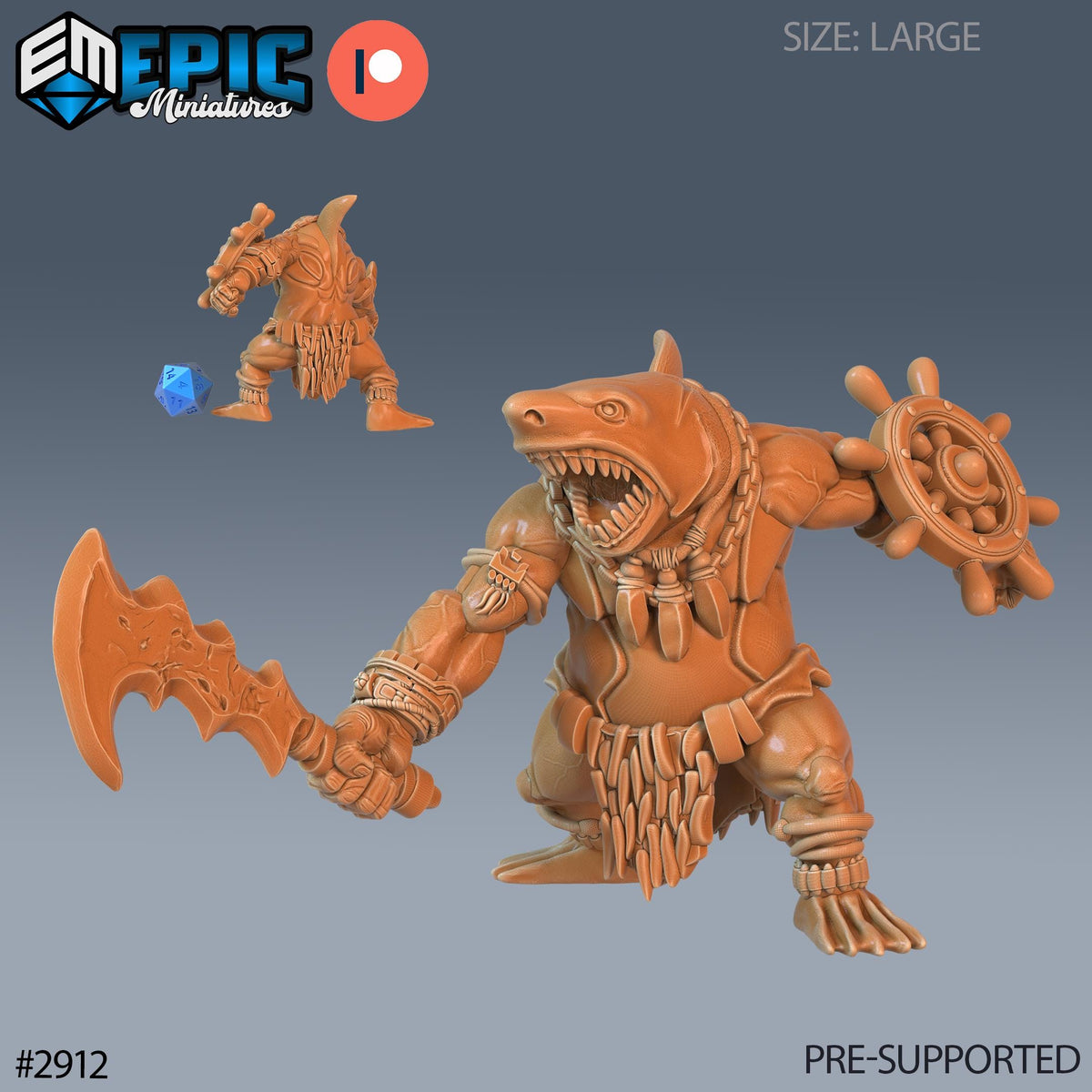 Shark Folk Brute Option #2912 front DND miniature Aquatic Journey 16k resin