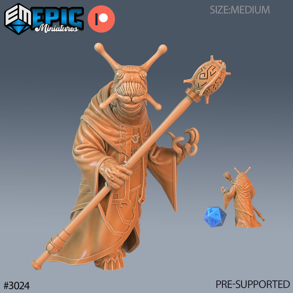 Snail Mage Option #3024 front DND miniature Eternal Fungi 16k resin