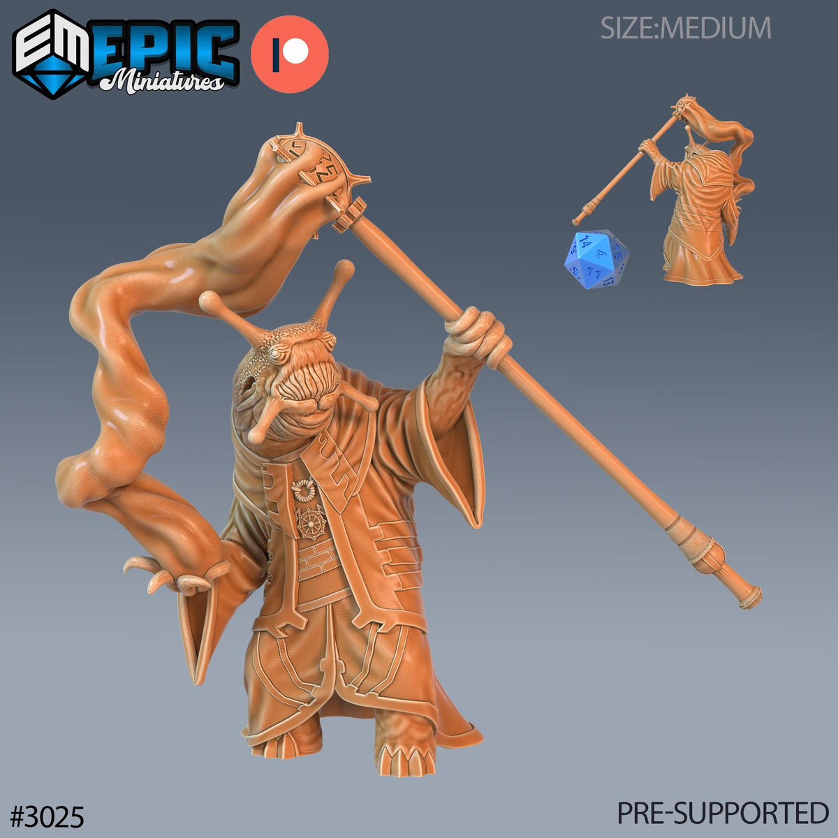 Snail Mage Option #3025 front DND miniature Eternal Fungi 16k resin